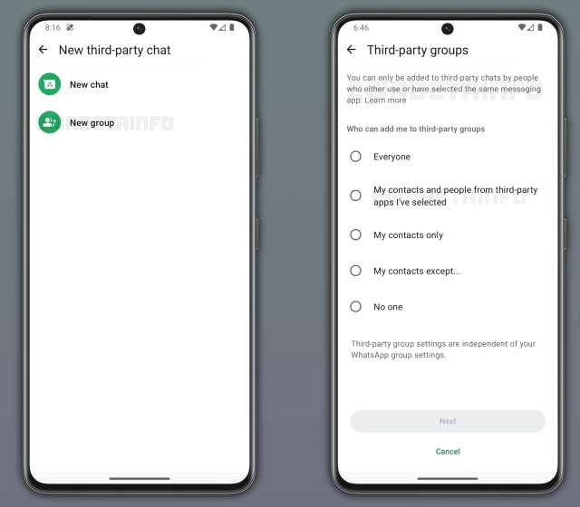 WhatsApp chat gruppo terze parti