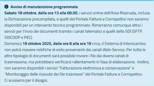 L'avviso sul sito dell'Agenzia delle Entrate