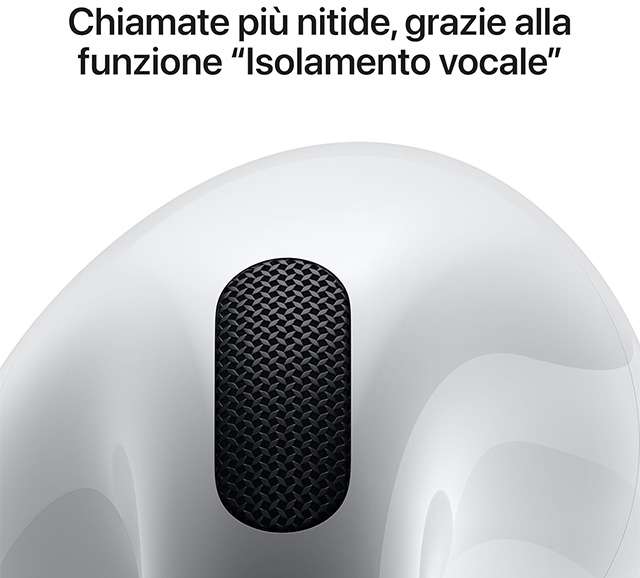 Un dettaglio degli auricolari wireless Apple AirPods 4