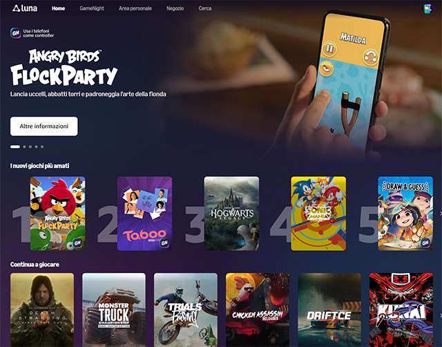 L'interfaccia del nuovo Amazon Luna