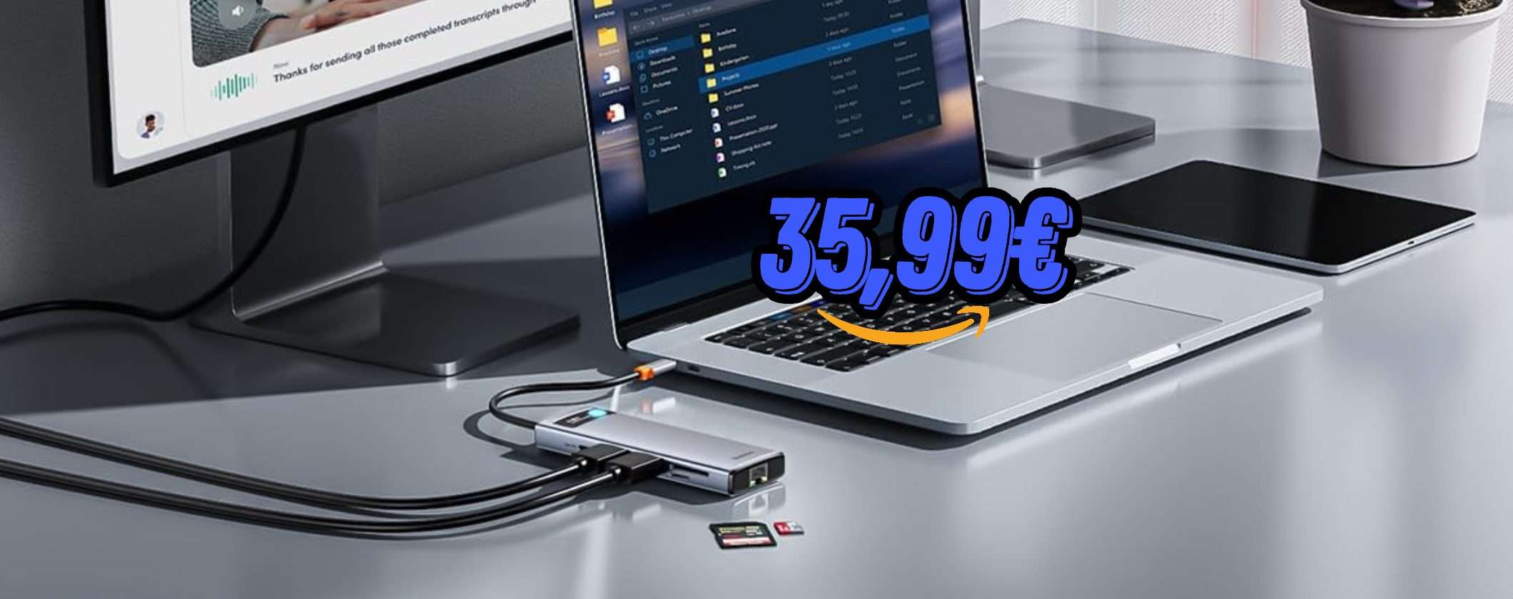 Baseus Docking Station USB C Doppio Monitor 9 in 1: solo 35€ alla Festa delle Offerte Prime