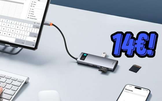 Con 14€ ottieni il massimo della connettività grazie a Baseus Hub USB-C 7 in 1