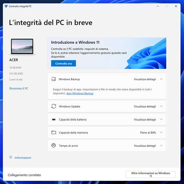 L'utility Controllo integrità PC Windows di Microsoft