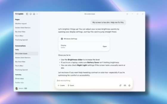 Copilot per Windows può accedere alle impostazioni del PC
