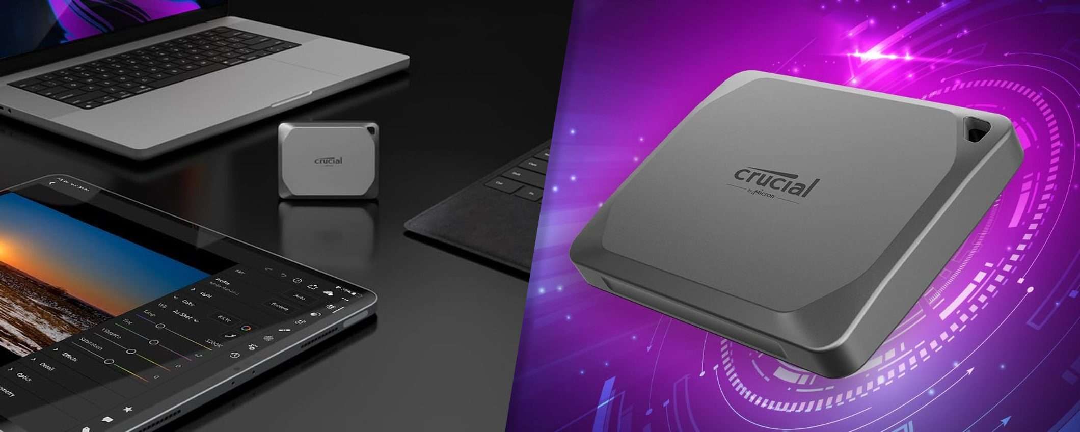 Crucial X9: SSD portatile 1 TB in sconto e adattatore in omaggio