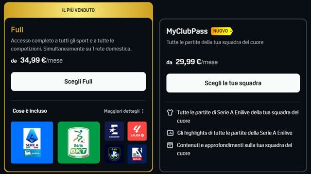dazn full e dazn myclubpass