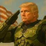 Perché c'è Donald Trump con l'armatura di Master Chief (Halo)?