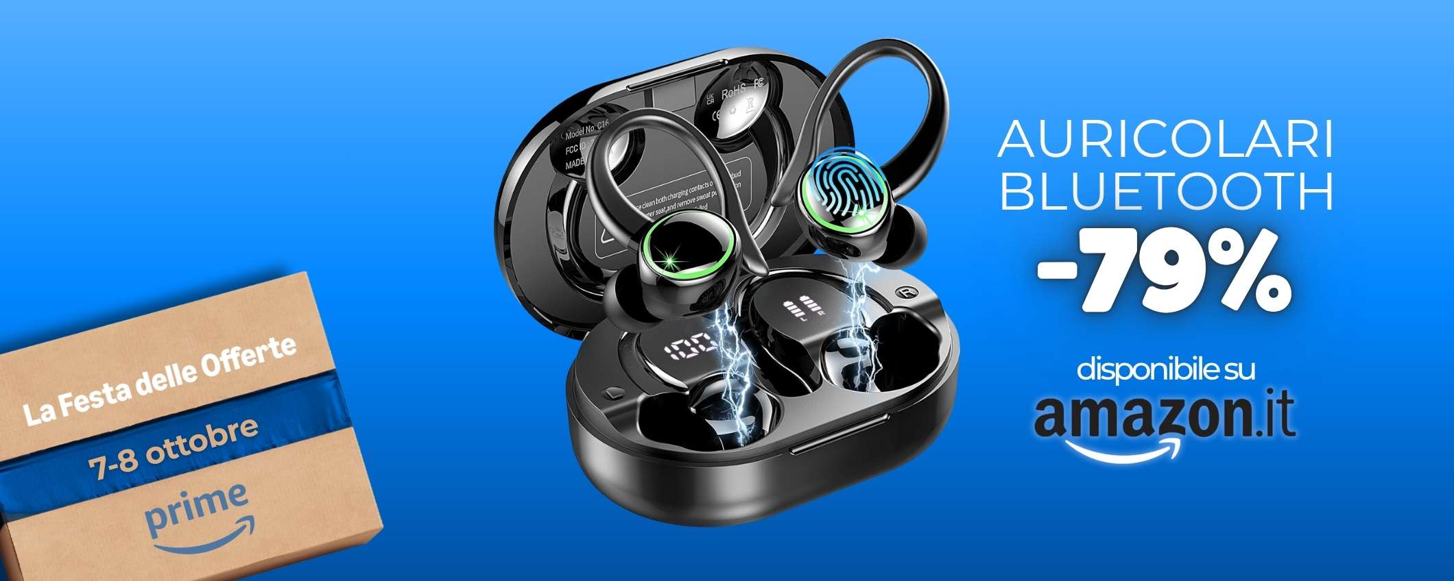 Auricolari Bluetooth 5.4 per sport e non solo: sconto del 79% regalato