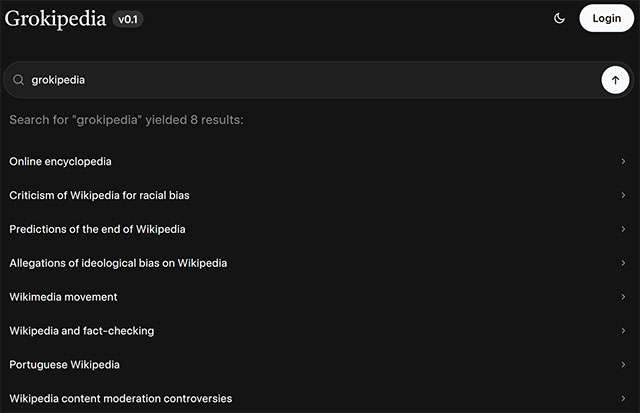 Grokipedia non ha una voce su Grokipedia
