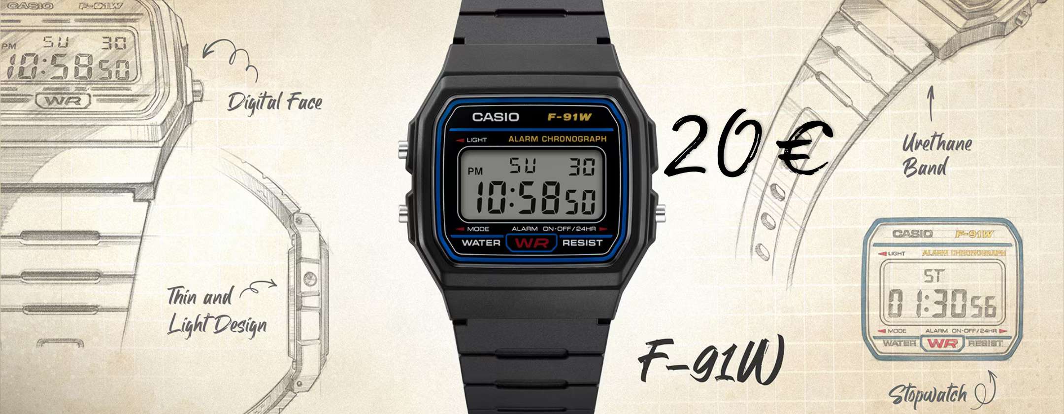 L’iconico e intramontabile CASIO F-91W è in offerta a soli 20€ su eBay