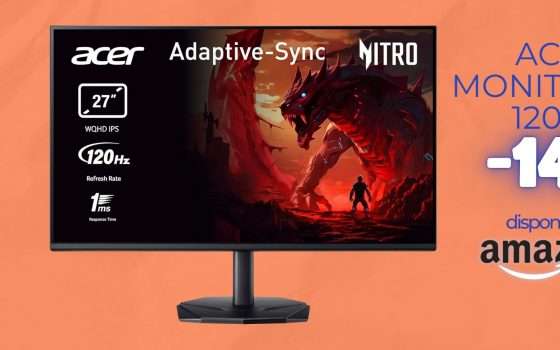 Monitor Acer Nitro per gaming WQHD a 120Hz, pannello IPS a prezzo TOP
