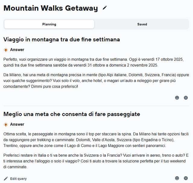 La modalità AI Mode di KAYAK
