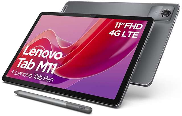 Il tablet Lenovo Tab M11 con il pennino incluso