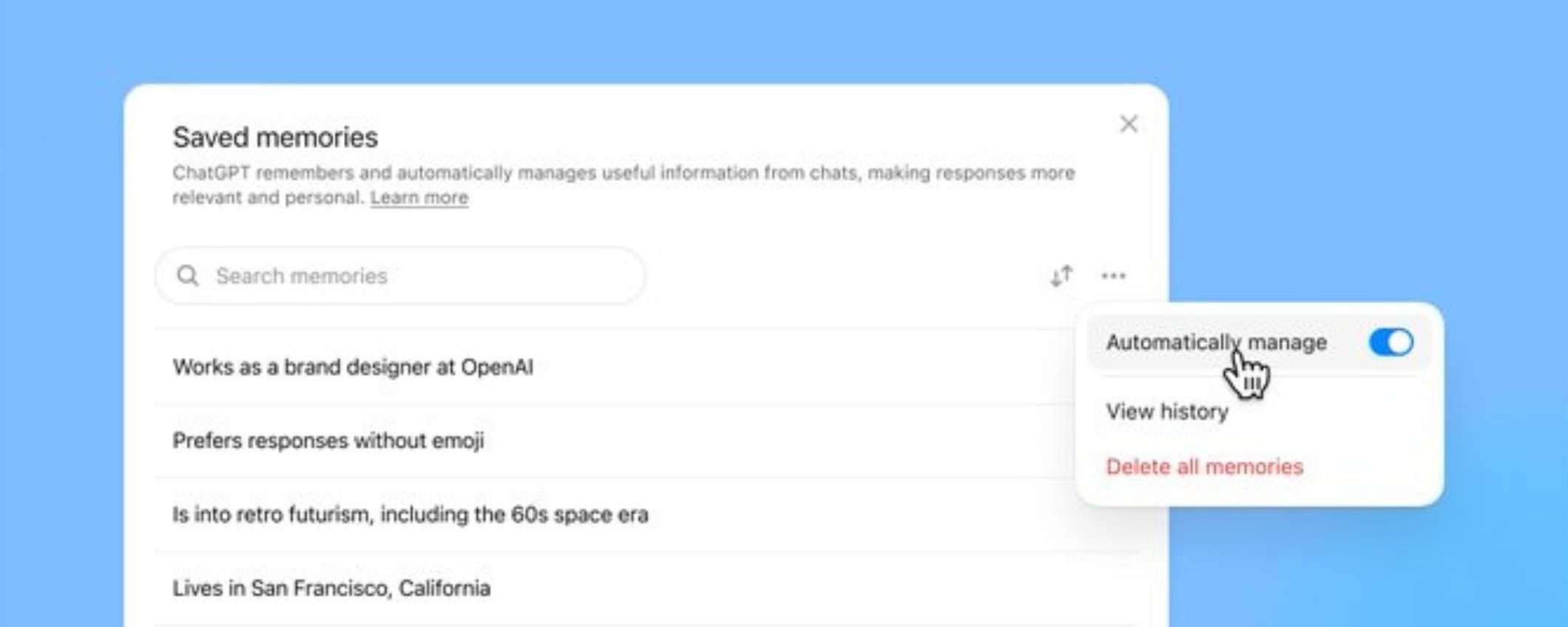 Nuova memoria di ChatGPT, dimentica ciò che non serve