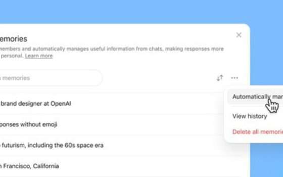 Nuova memoria di ChatGPT, dimentica ciò che non serve
