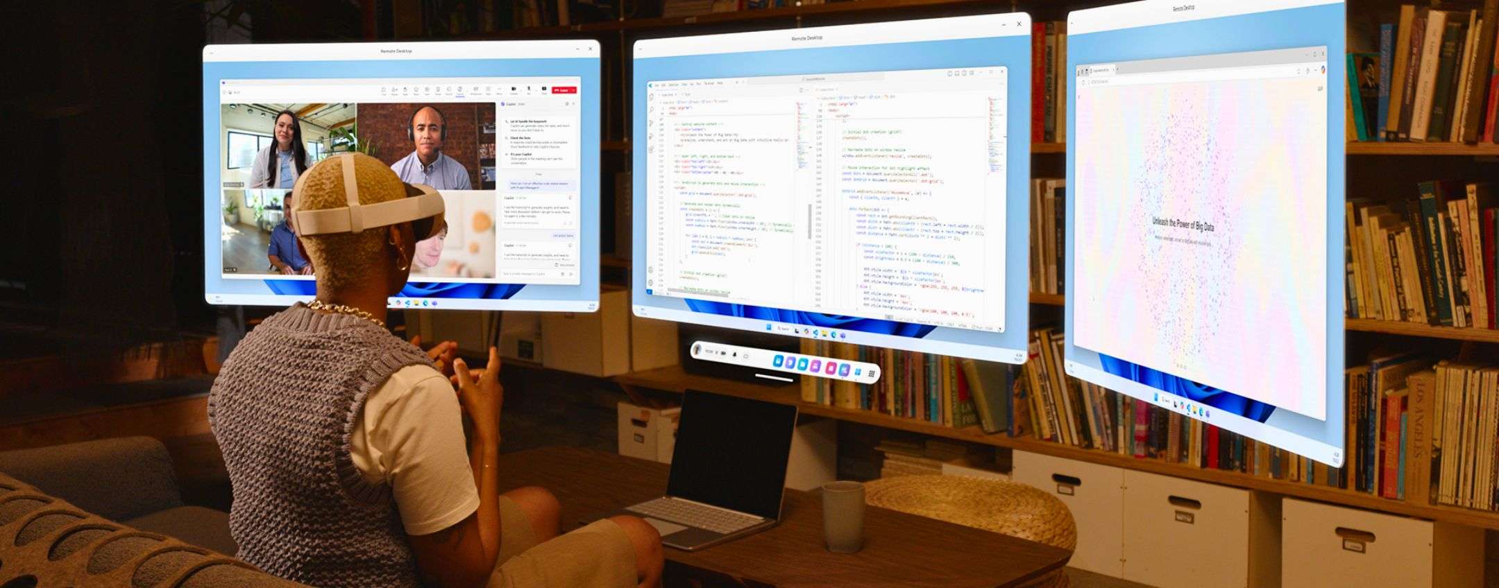 Monitor virtuali fluttuanti grazie a Meta Quest che si collega al PC Windows