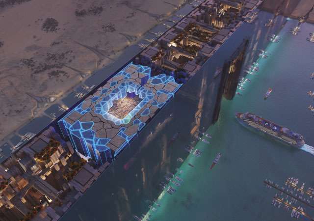 Un render che mostra il NEOM Stadium