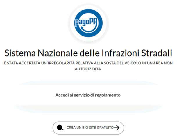 Il sito malevolo per la truffa a tema multe e pagoPA