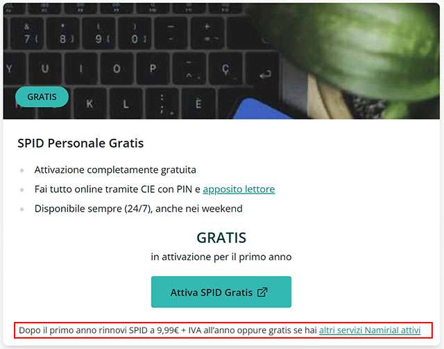 Lo SPID personale di Namirial diventa a pagamento