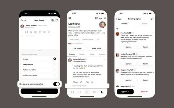Threads, si può approvare ogni risposta, più controllo sui commenti