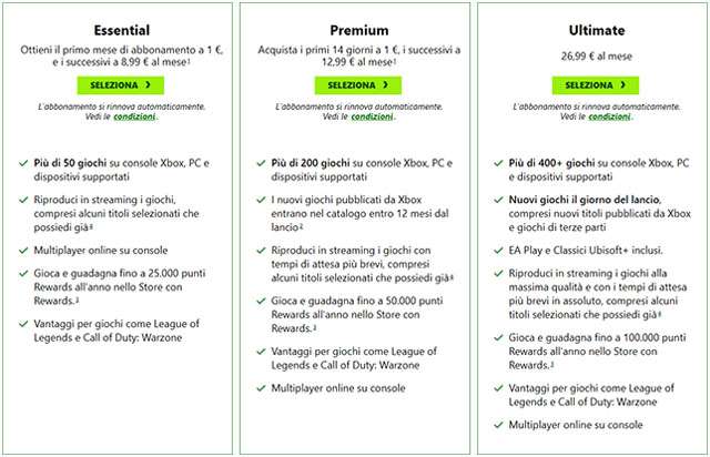 I nuovi piani di abbonamento a Xbox Game Pass