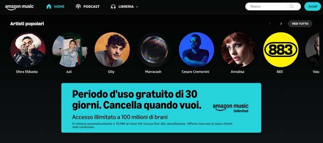 amazon music unlimited prova gratuita 30 giorni