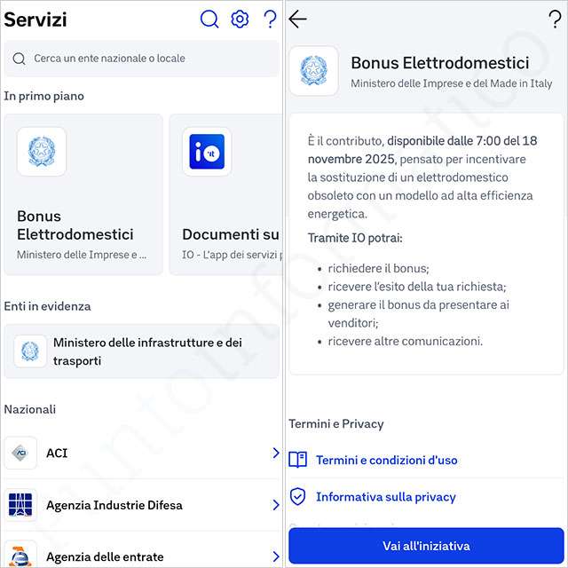 Il Bonus elettrodomestici nella sezione Servizi dell'app IO