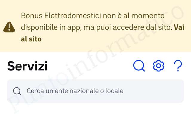 L'app IO rimanda al sito ufficiale per il Bonus elettrodomestici