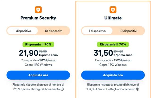avast sconto 70 per cento
