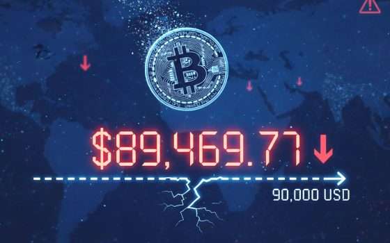 Dal record al crollo: Bitcoin è tornato sotto i 90.000 dollari