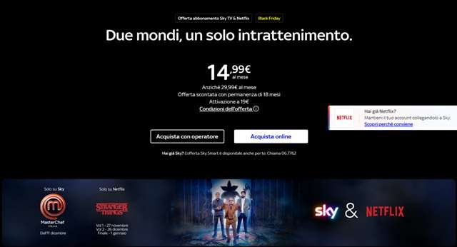 black friday sky offerta
