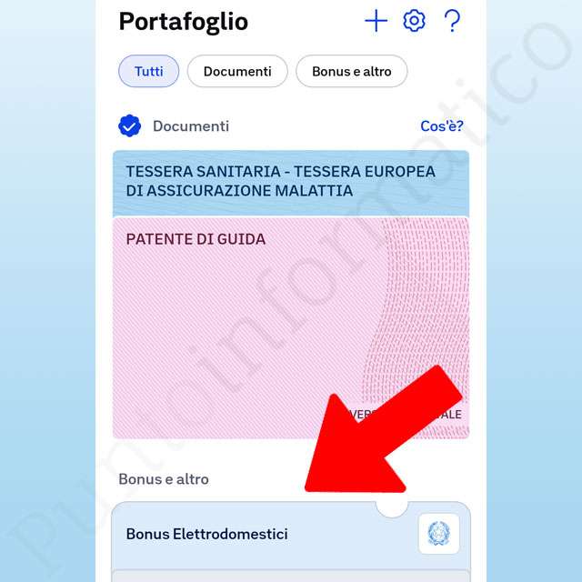 Il Bonus elettrodomestici è nella sezione Portafoglio dell'app IO