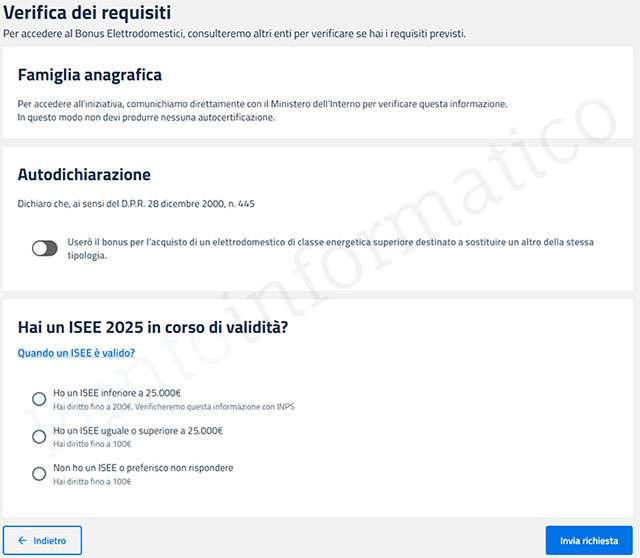 Il modulo da compilare per ottenere il Bonus elettrodomestici