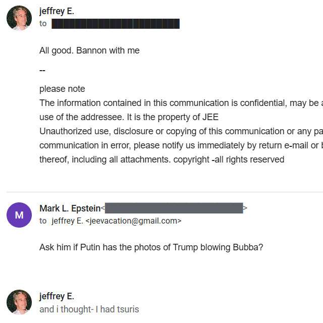 L'email con il riferimento a "bubba" trovata nell'archivo di Epstein