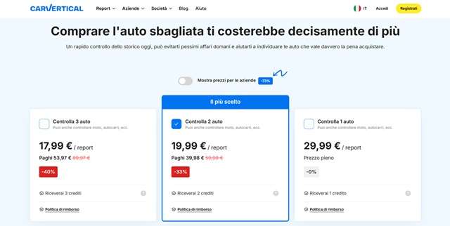 carvertical prezzi scontati