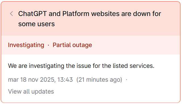 Il down di ChatGPT provocato da Cloudflare