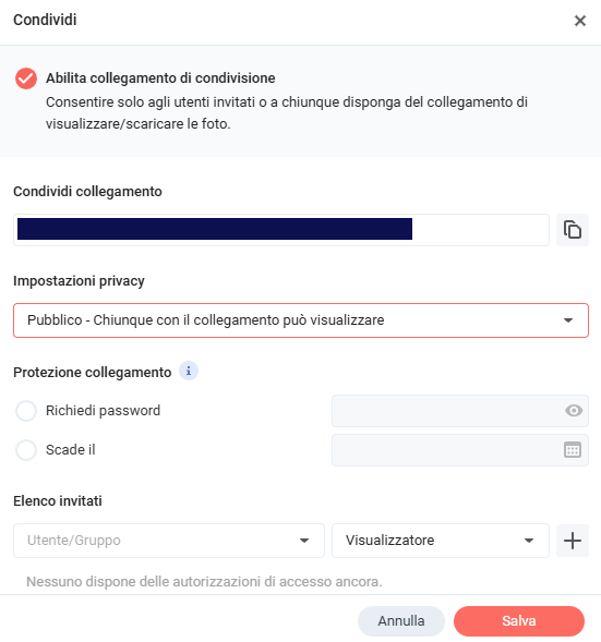 Condivisione file Synology Photos