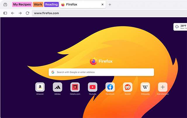 La coda di Kit come sfondo di Firefox