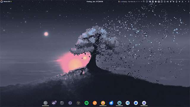 Il desktop di Garuda Linux nella versione Mokka
