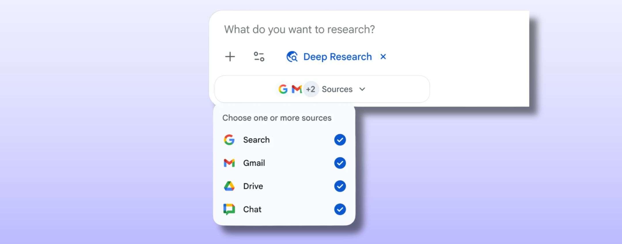 Accesso di Gemini Deep Research a Gmail, Drive e Chat