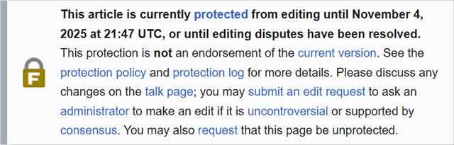 La voce in lingua inglese di Wikipedia sul genocidio di Gaza è bloccata temporaneamente, non si può modificare