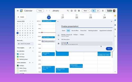 Google Calendar permette di impostare blocchi temporali e non solo