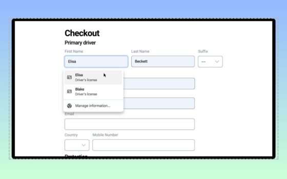 Chrome compila automaticamente patente e passaporto