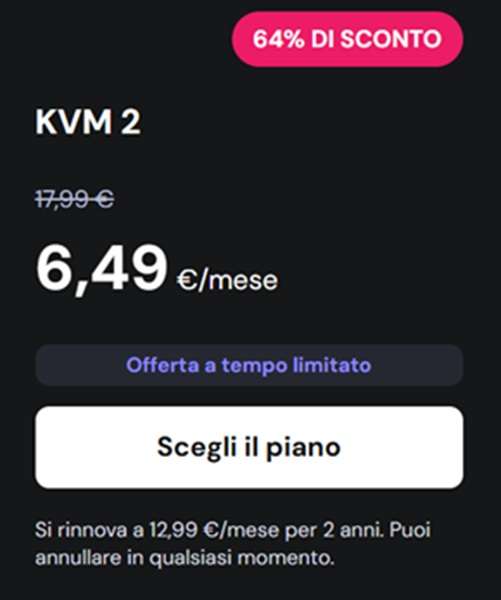 hostinger vps hosting kvm 2 offerta