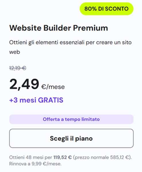 hostinger website builder premium offerta