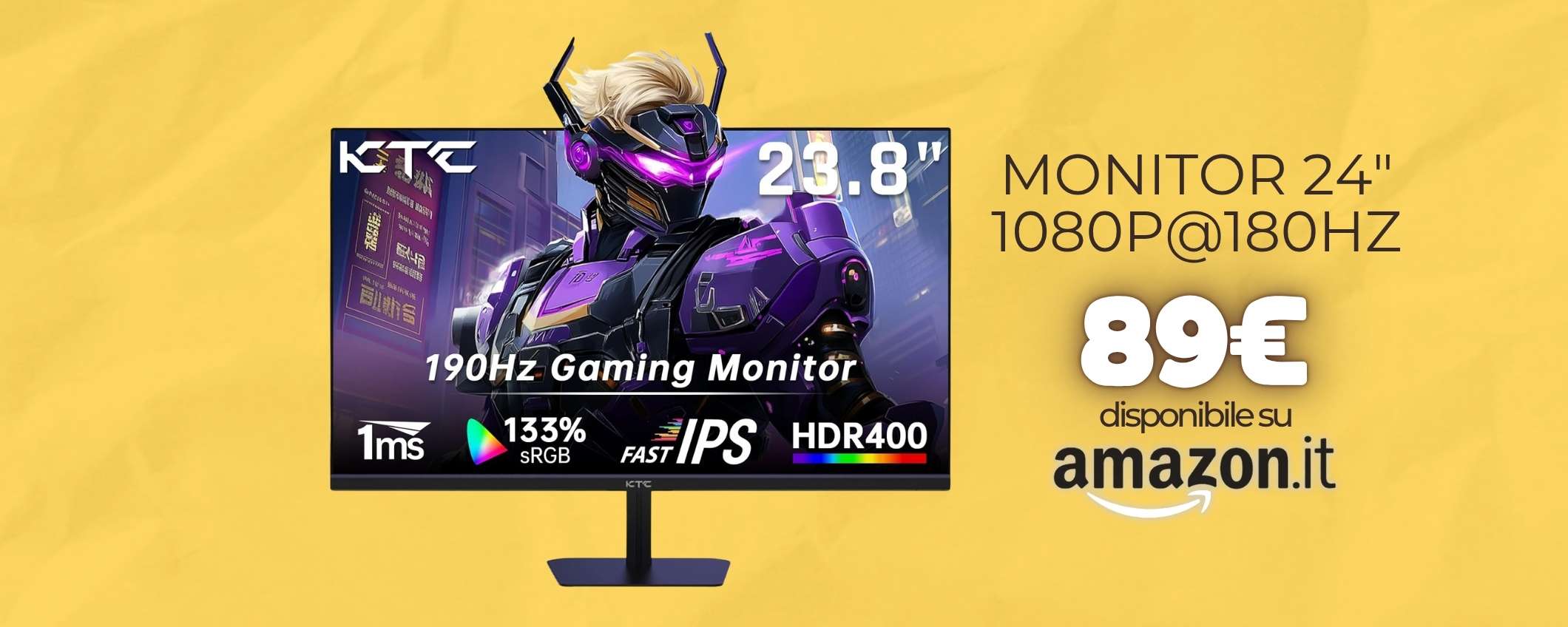 Monitor 24″ FHD @180Hz, con pannello IPS a soli 89€ è affare Amazon