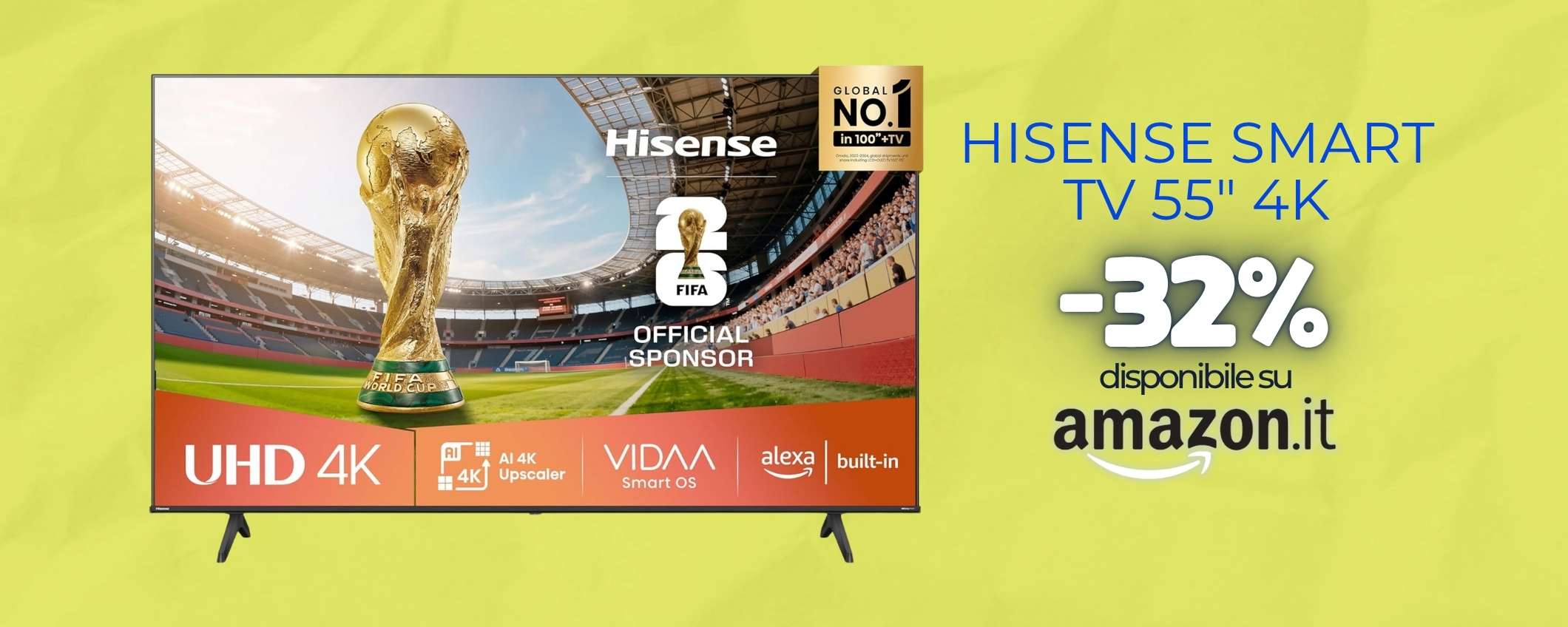Hisense Smart TV 55″ in offerta su Amazon: visione 4K a prezzo TOP