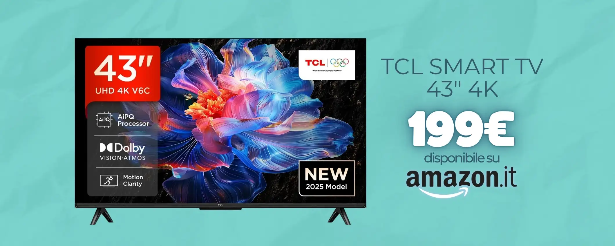 Smart TV TCL da 43″ con Google TV e risoluzione 4K: offerta Amazon