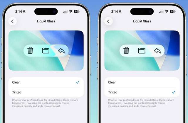 Un selettore in iOS 26.1 per la trasparenza degli elementi nell'interfaccia Liquid Glass
