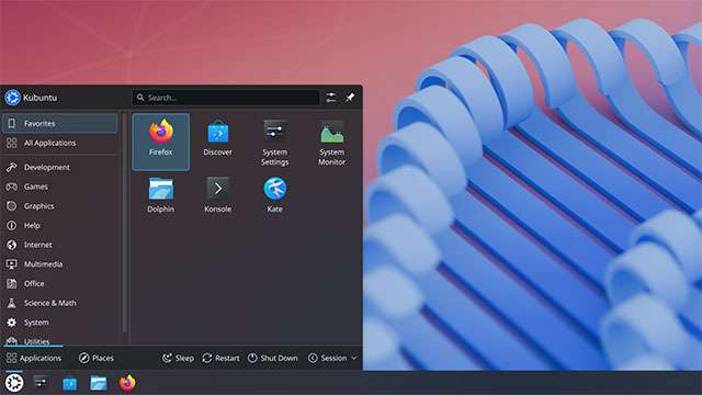 L'interfaccia del sistema operativo Kubuntu con ambiente desktop KDE Plasma